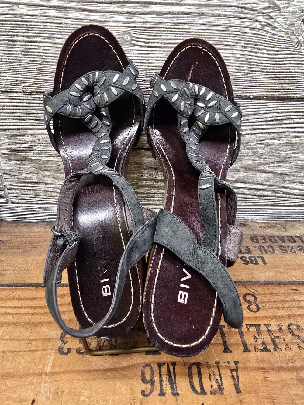 Leather Decorative Slingback Sandals